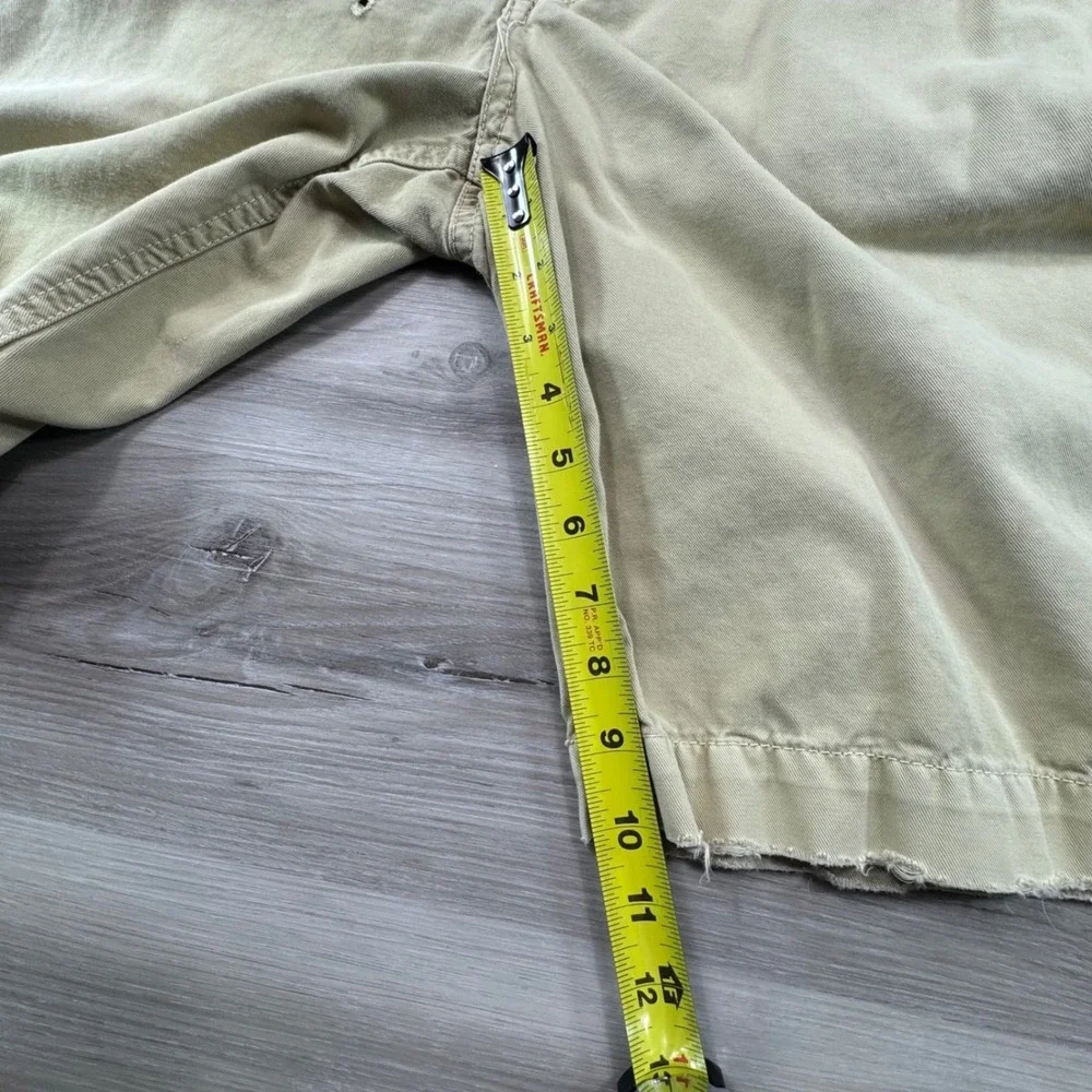 Vtg Y2K American Eagle Khaki Utility Shorts Mens 33 Distressed Raw Hem‎ Gropcore